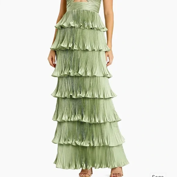 Mac Duggal | Dresses | Mac Duggal Pleated Sage Green Gown | Poshmark